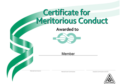 Scouts Canada The Certificate for Meritorious Conduct