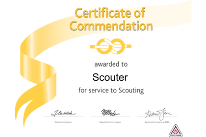 Scouts Canada Certificate of Commendation